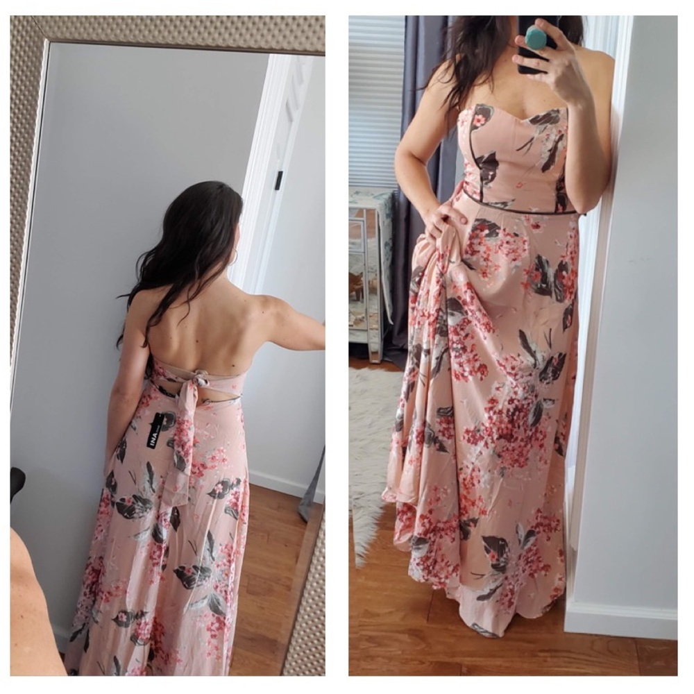 LAST S❤️Blush strapless floral dress - Picture 5 of 9